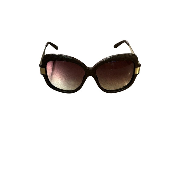 Linda Farlow Luxe CAT 2‎ Square Oversize Burgendy Snakeskin Sunglasses $740 main image 8